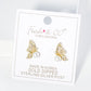 18K Gold Dipped Pearl Cubic Zirconia Butterfly Wings Stud Earrings