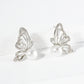 18K Gold Dipped Pearl Cubic Zirconia Butterfly Wings Stud Earrings