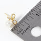 18K Gold Dipped Pearl Drop CZ Pave Ribbon Bow Stud Earrings