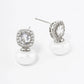 18K Gold Dipped Pearl Drop Cubic Zirconia Stud Earrings