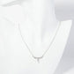 18K Gold Dipped Pearl Drop Curved CZ Bar Pendant Necklace