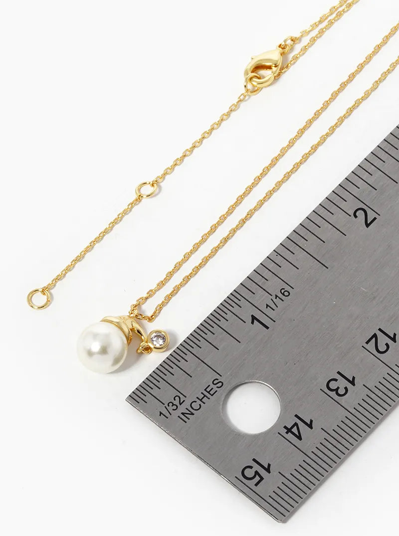 18K Gold Dipped Pearl Santa Pendant Christmas Necklace