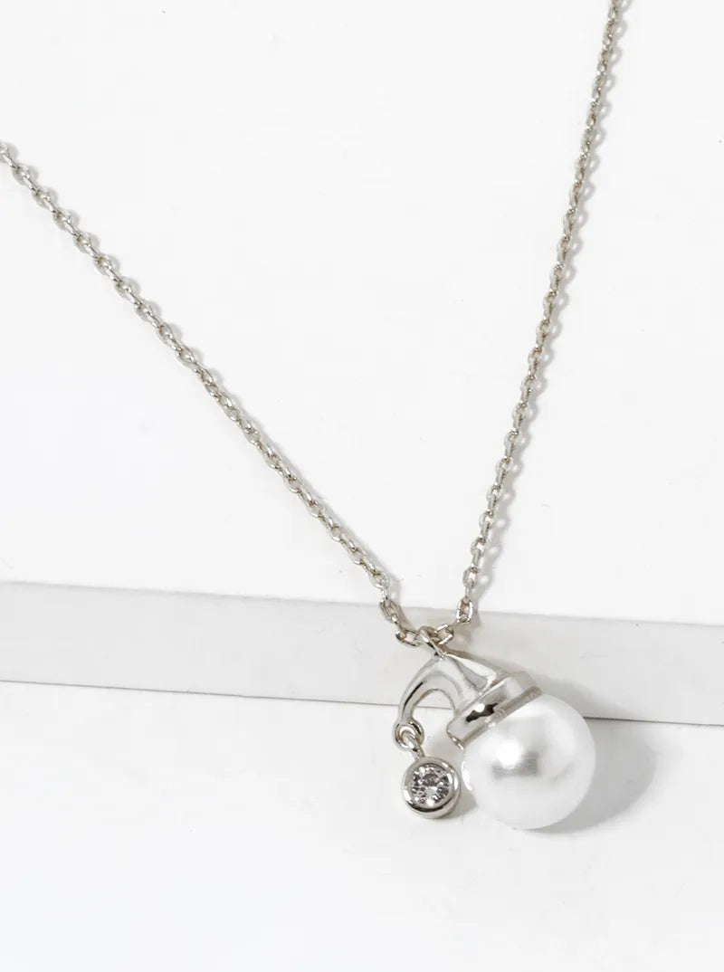 18K Gold Dipped Pearl Santa Pendant Christmas Necklace