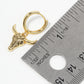 18K Gold Dipped Picturesque Scene Engraved Bull Head Drop 12mm Huggie Hoop Earrings