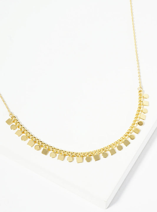 18K Gold Dipped Polished Geometric Charm Necklace