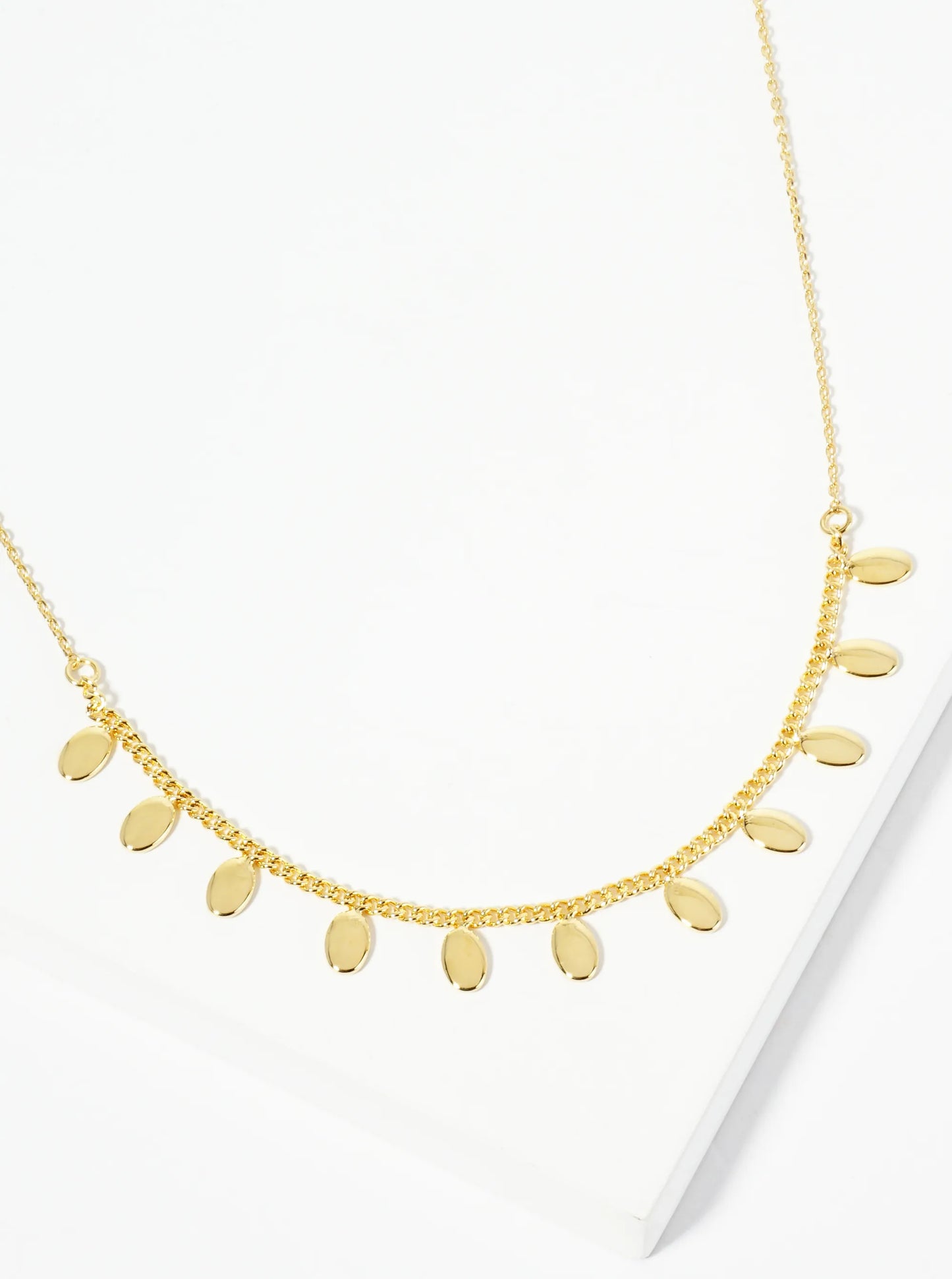 18K Gold Dipped Polished Oval Charm Necklace