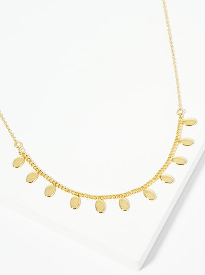 18K Gold Dipped Polished Oval Charm Necklace