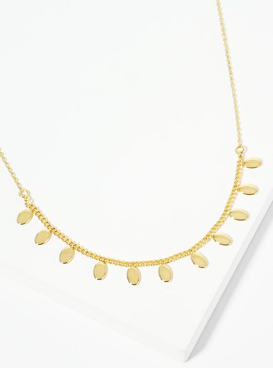 18K Gold Dipped Polished Oval Charm Necklace