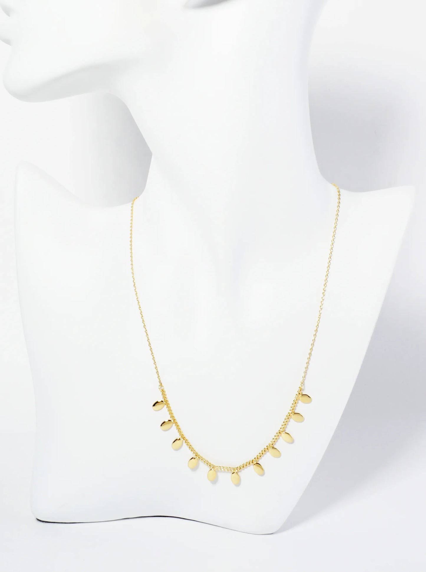 18K Gold Dipped Polished Oval Charm Necklace