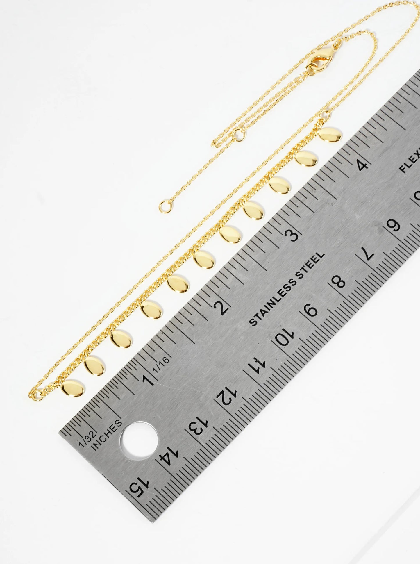 18K Gold Dipped Polished Oval Charm Necklace