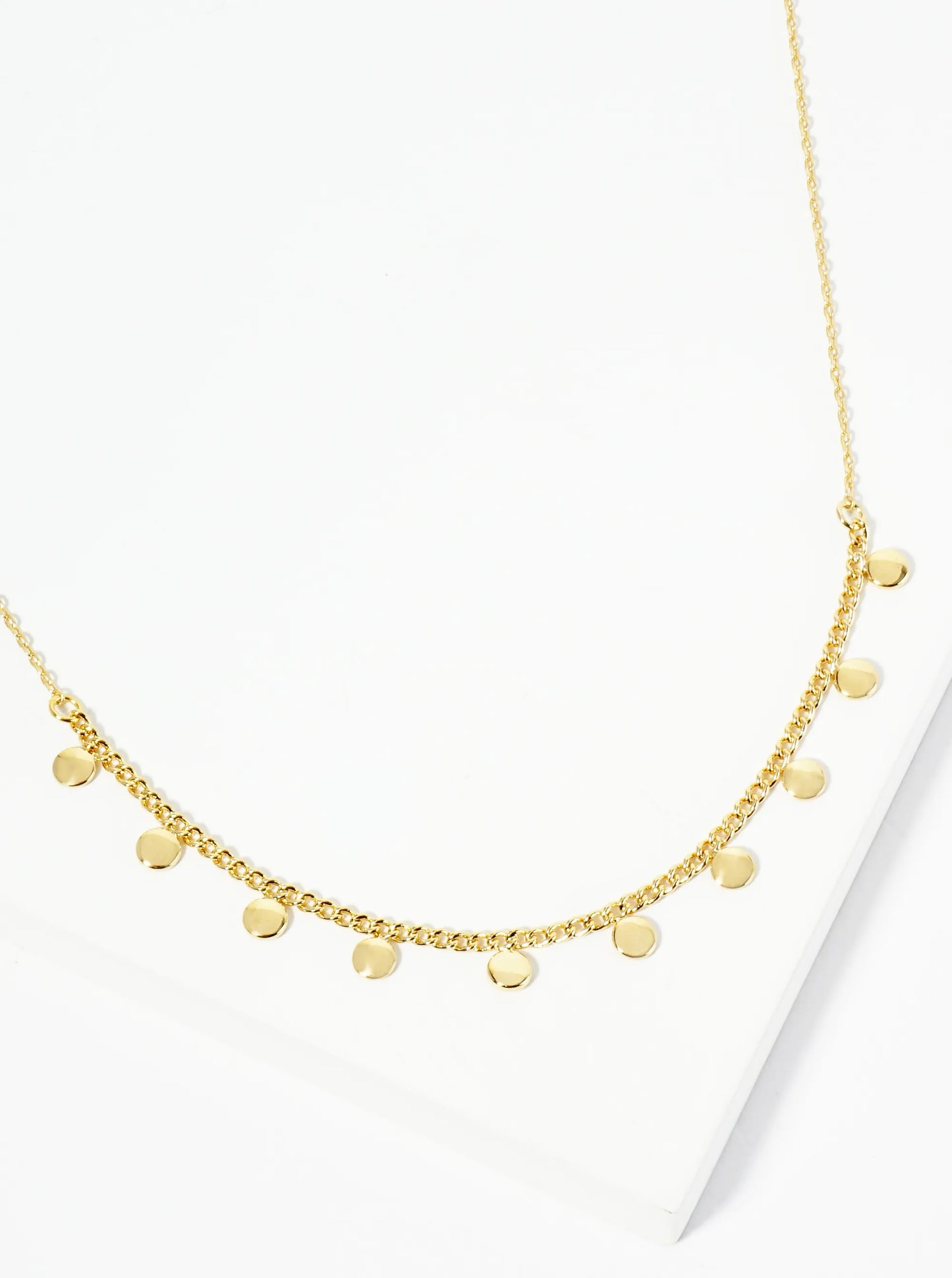 18K Gold Dipped Polished Round Disc Charm Necklace