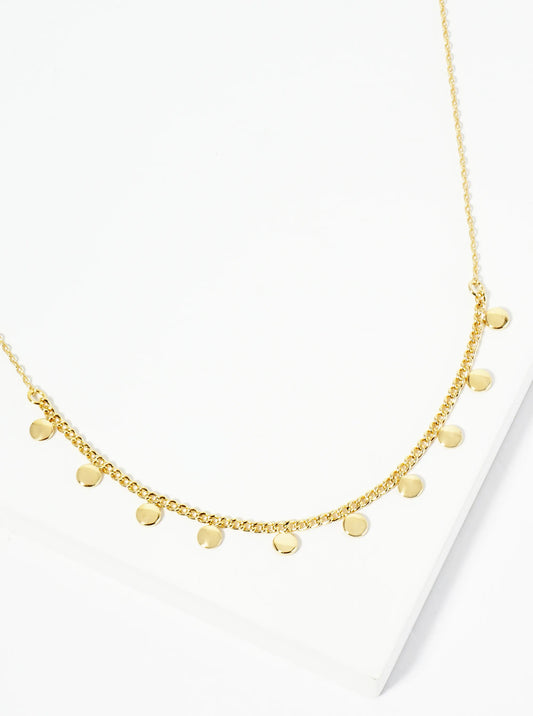 18K Gold Dipped Polished Round Disc Charm Necklace