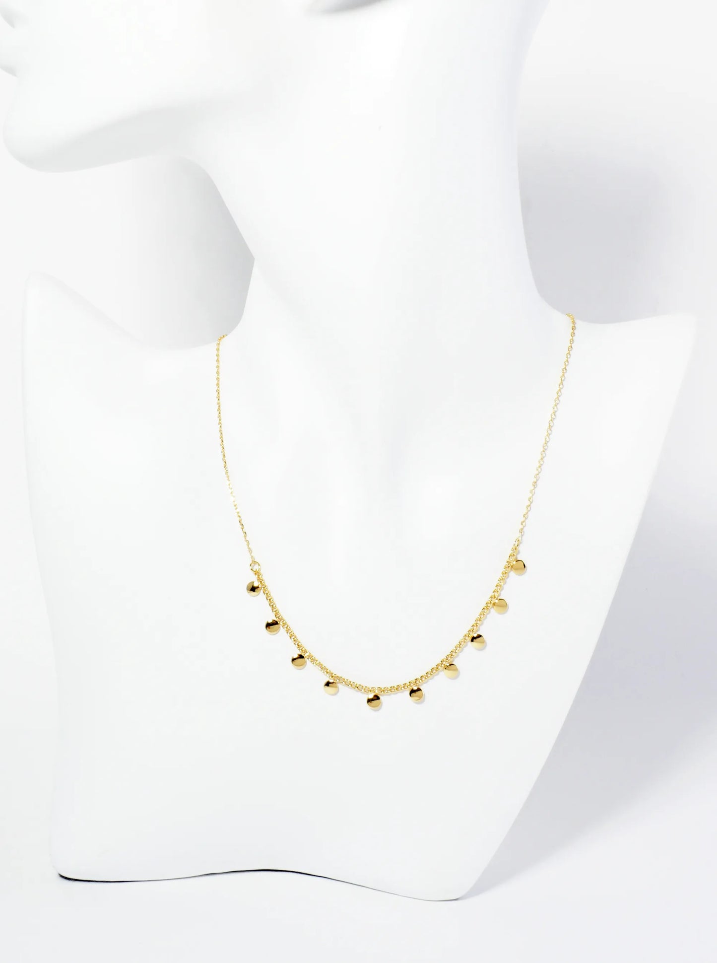 18K Gold Dipped Polished Round Disc Charm Necklace