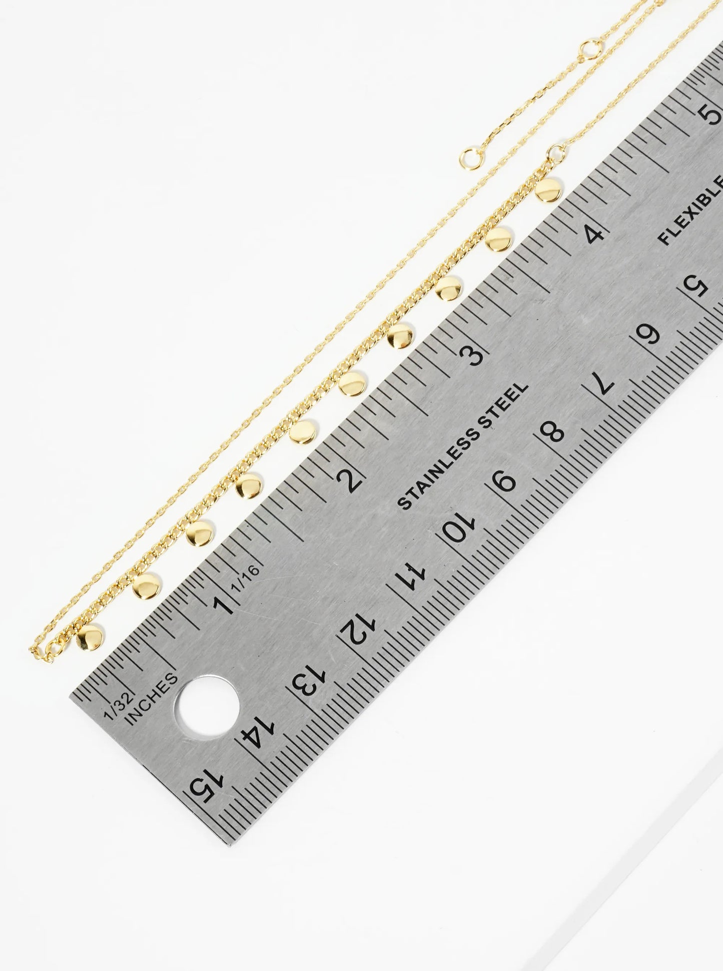 18K Gold Dipped Polished Round Disc Charm Necklace