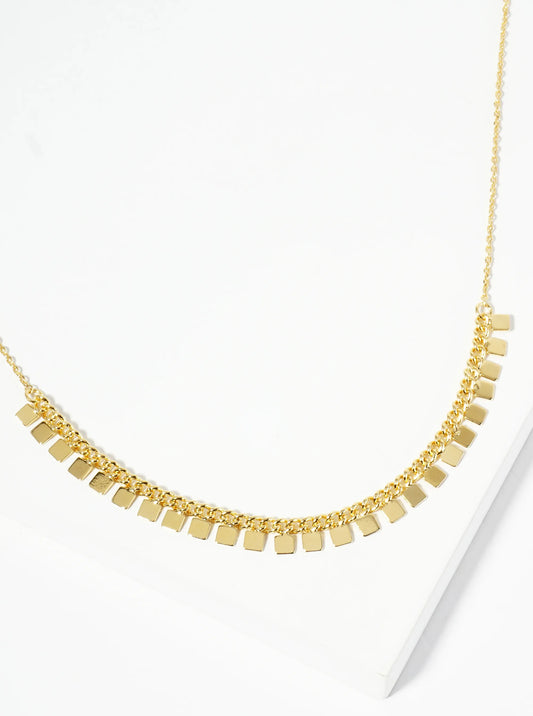 18K Gold Dipped Polished Square Charm Necklace