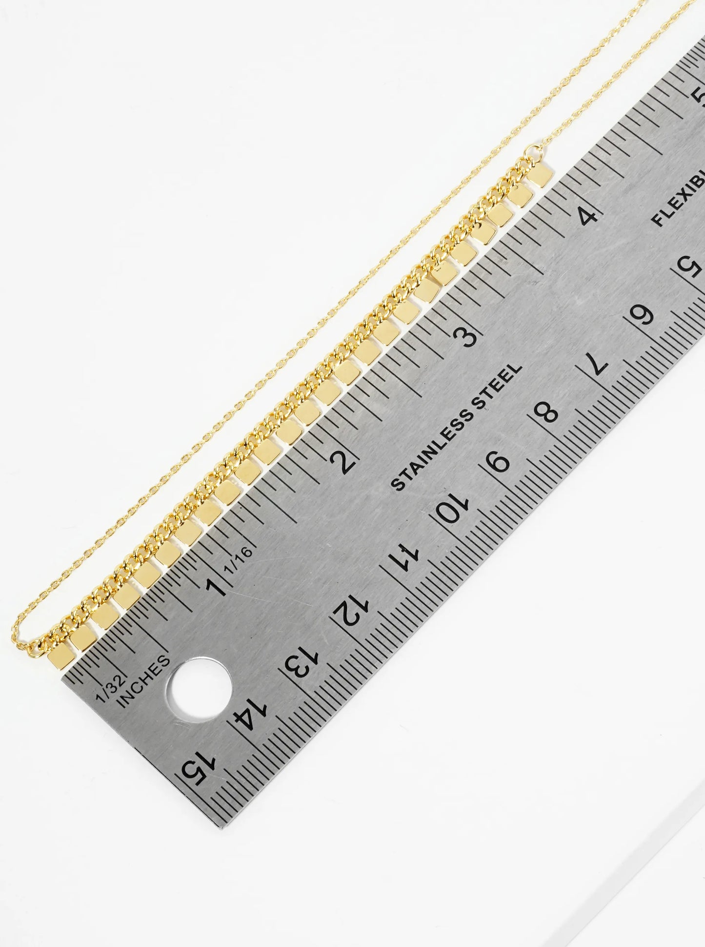 18K Gold Dipped Polished Square Charm Necklace