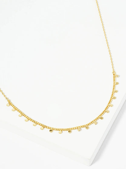 18K Gold Dipped Polished Tiny Round Disc Charm Necklace