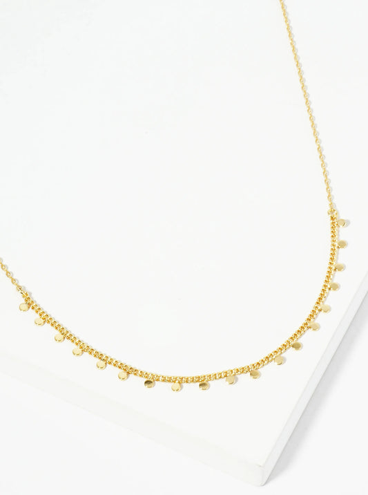 18K Gold Dipped Polished Tiny Round Disc Charm Necklace
