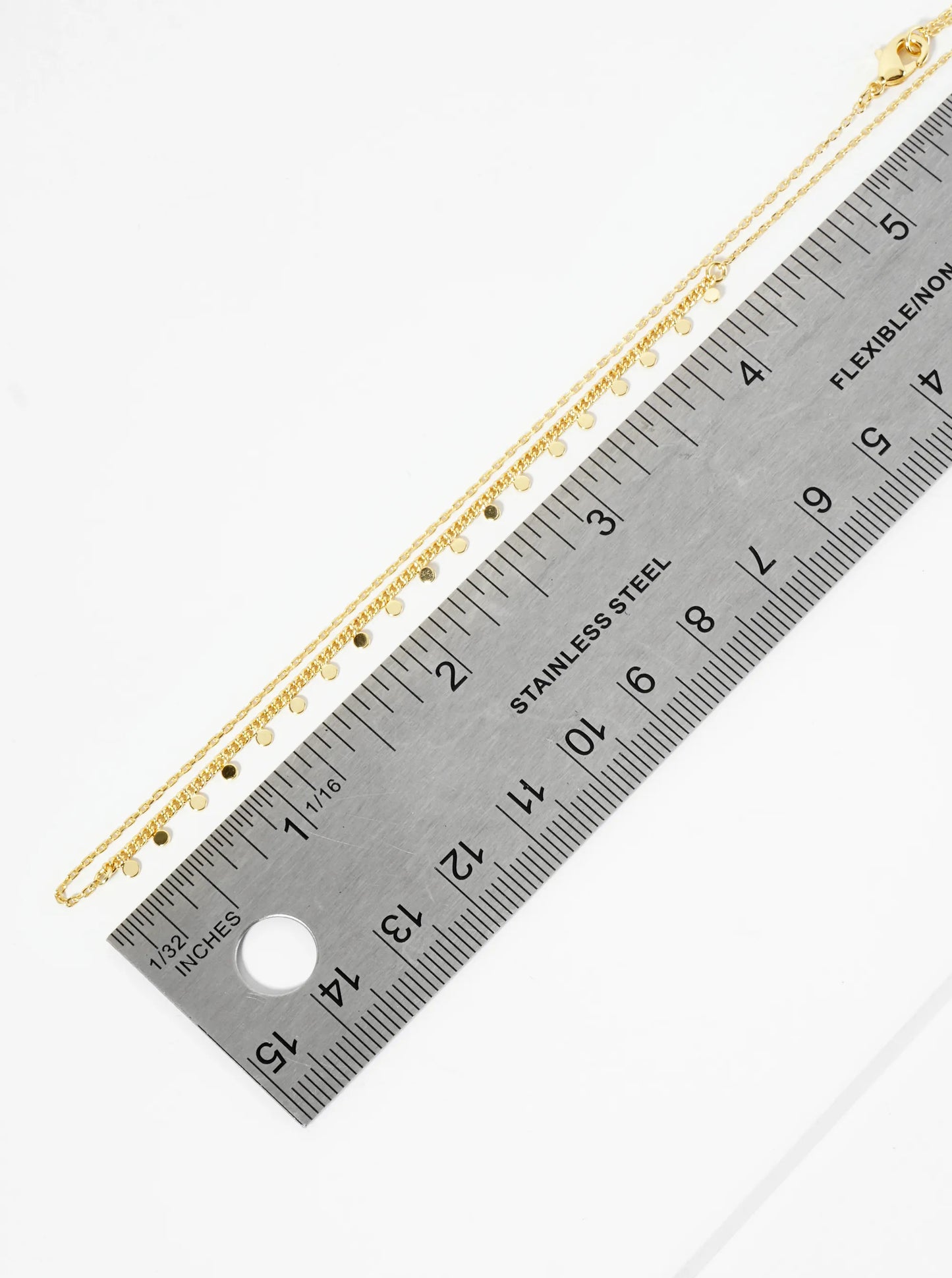 18K Gold Dipped Polished Tiny Round Disc Charm Necklace