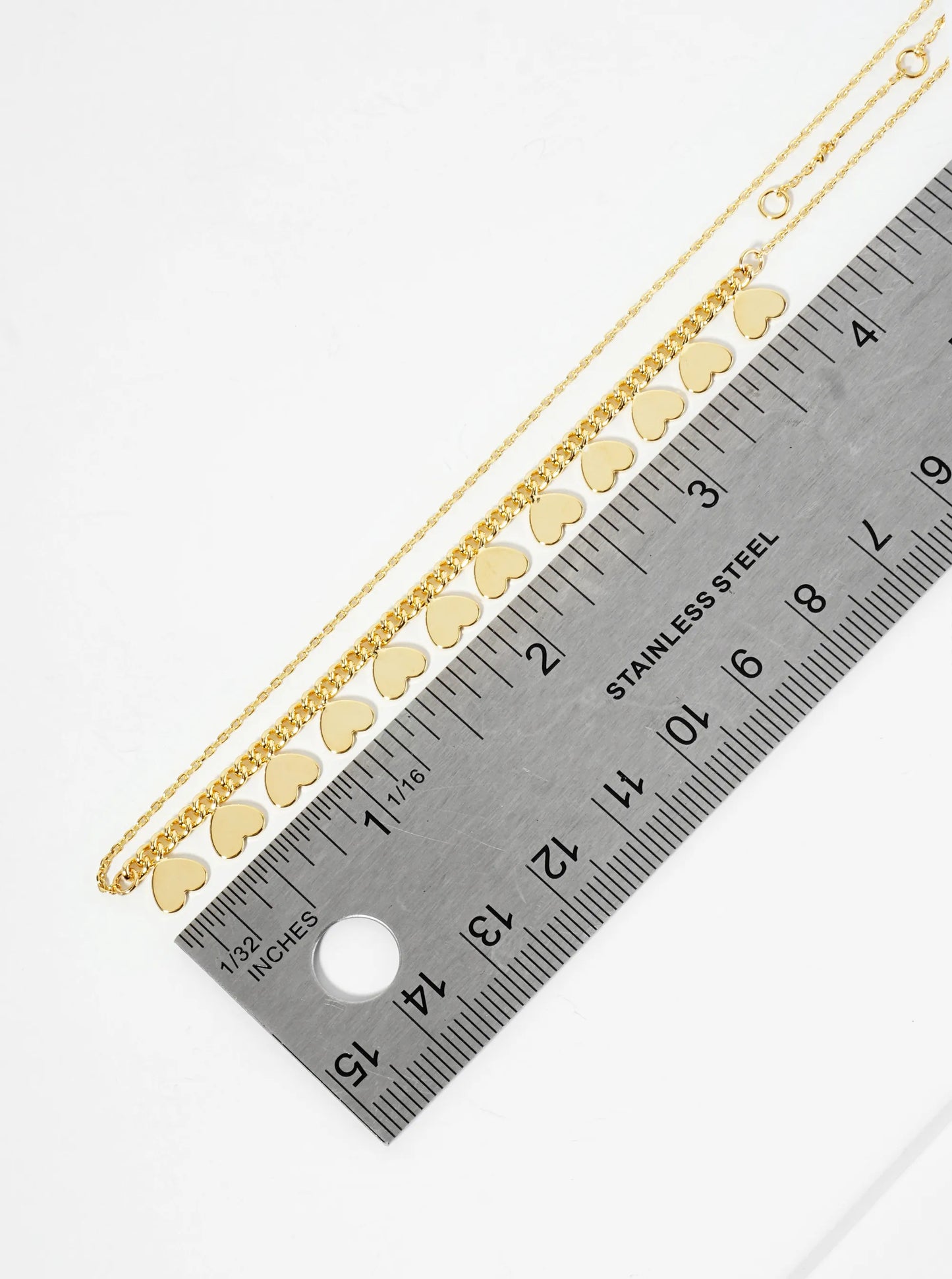 18K Gold Dipped Polished Upside-Down Heart Charm Necklace