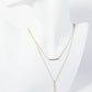 18K Gold Dipped Polished Vertical Bar Pendant Layered Necklace