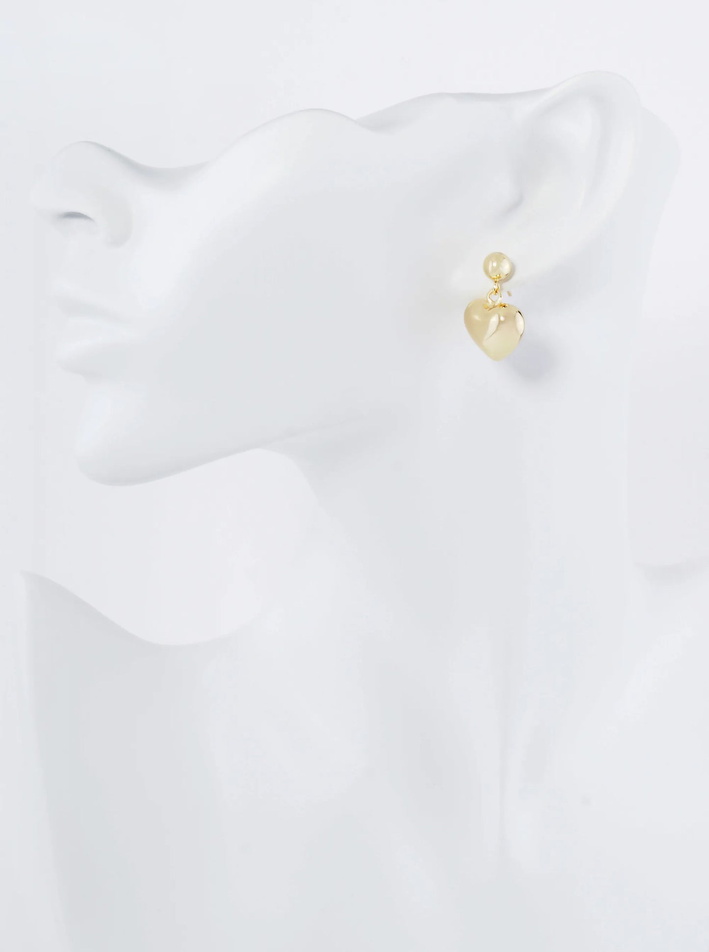 18K Gold Dipped Puffy Heart Drop Dangle Post Earrings