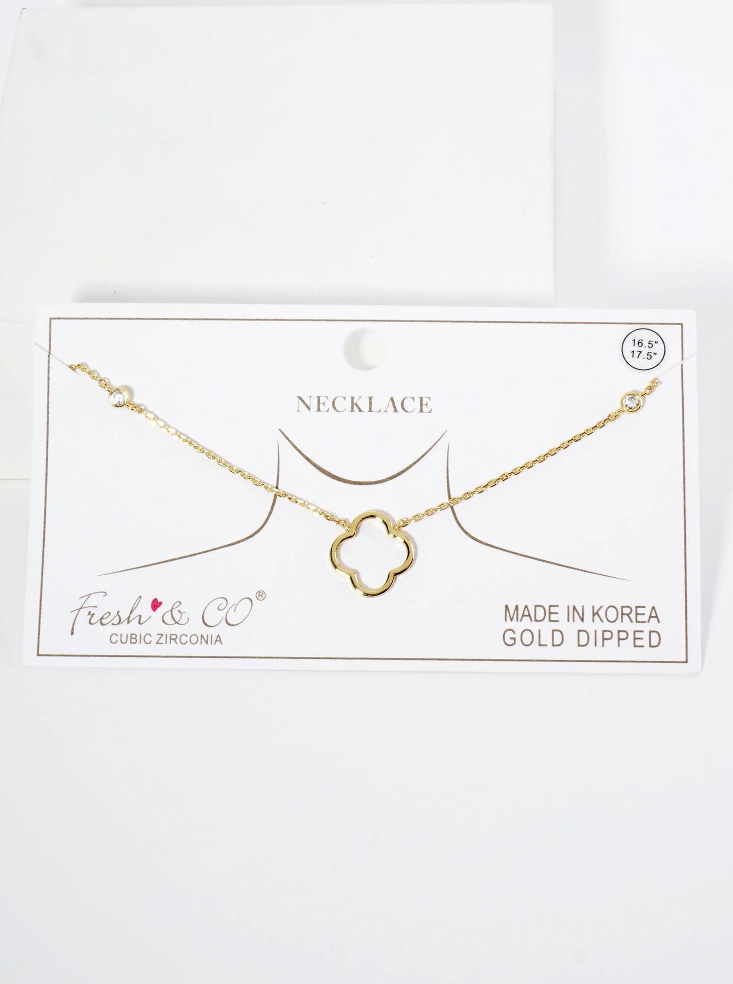 18K Gold Dipped Quatrefoil Cutout Pendant Necklace