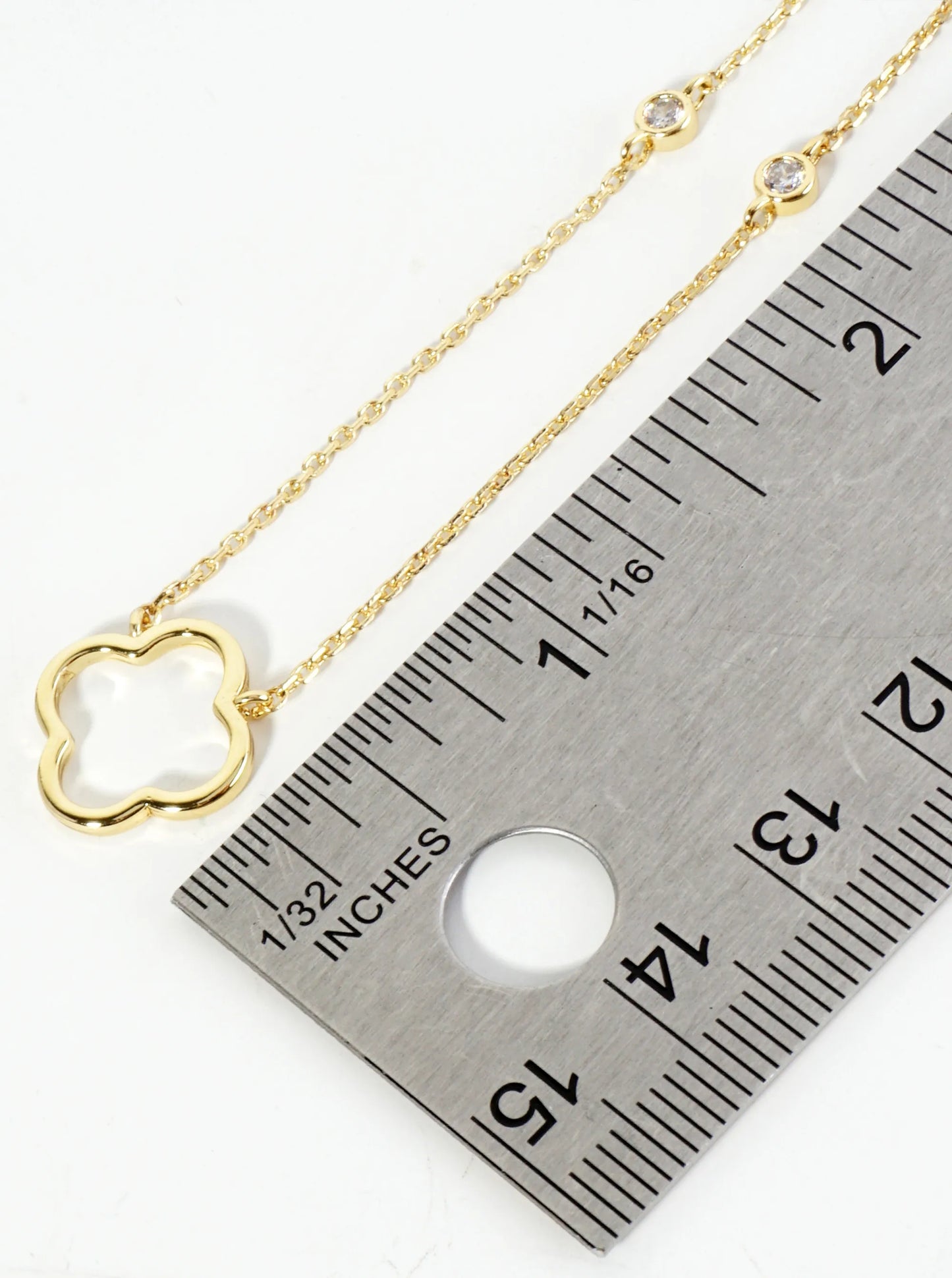 18K Gold Dipped Quatrefoil Cutout Pendant Necklace
