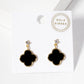 18K Gold Dipped Quatrefoil Drop Dangle Post Earrings