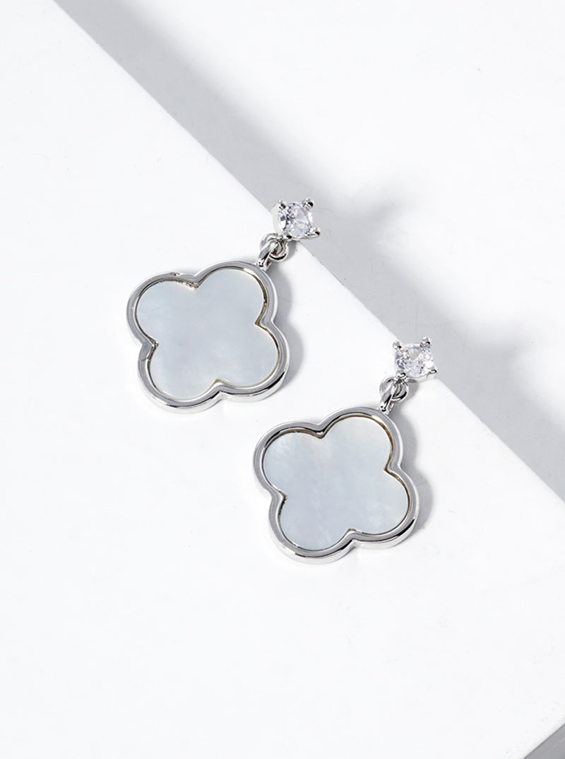 18K Gold Dipped Quatrefoil Drop Dangle Post Earrings