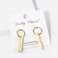 18K Gold Dipped Rectangle Bar Drop Circle Post Earrings