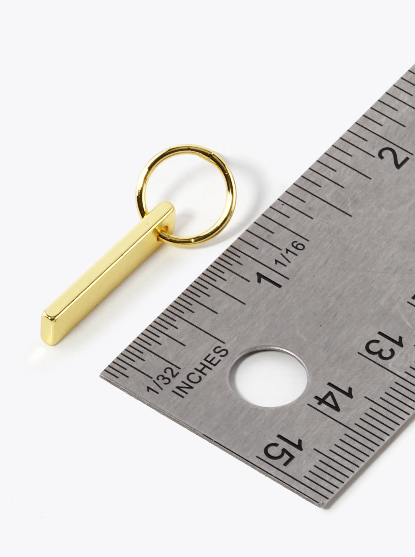 18K Gold Dipped Rectangle Bar Drop Circle Post Earrings