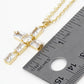 18K Gold Dipped Rectangular Cubic Zirconia Cross Pendant Necklace