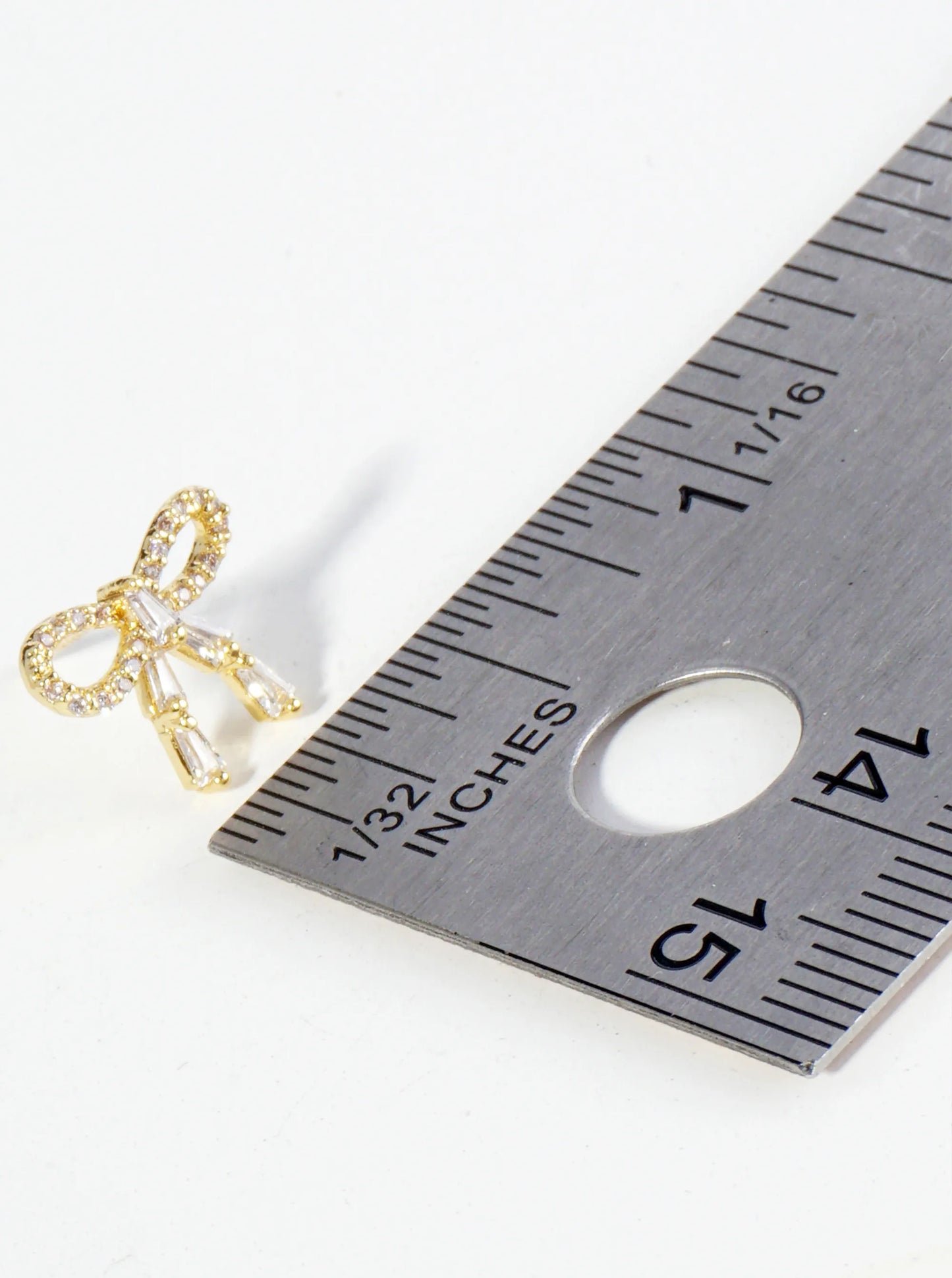 18K Gold Dipped Ribbon Bow Dainty Cubic Zirconia Stud Earrings
