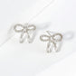 18K Gold Dipped Ribbon Bow Dainty Cubic Zirconia Stud Earrings