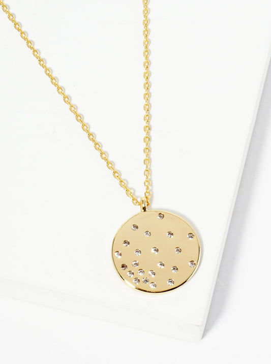 18K Gold Dipped Round CZ Pendant Set Like Stars In The Night Sky Necklace