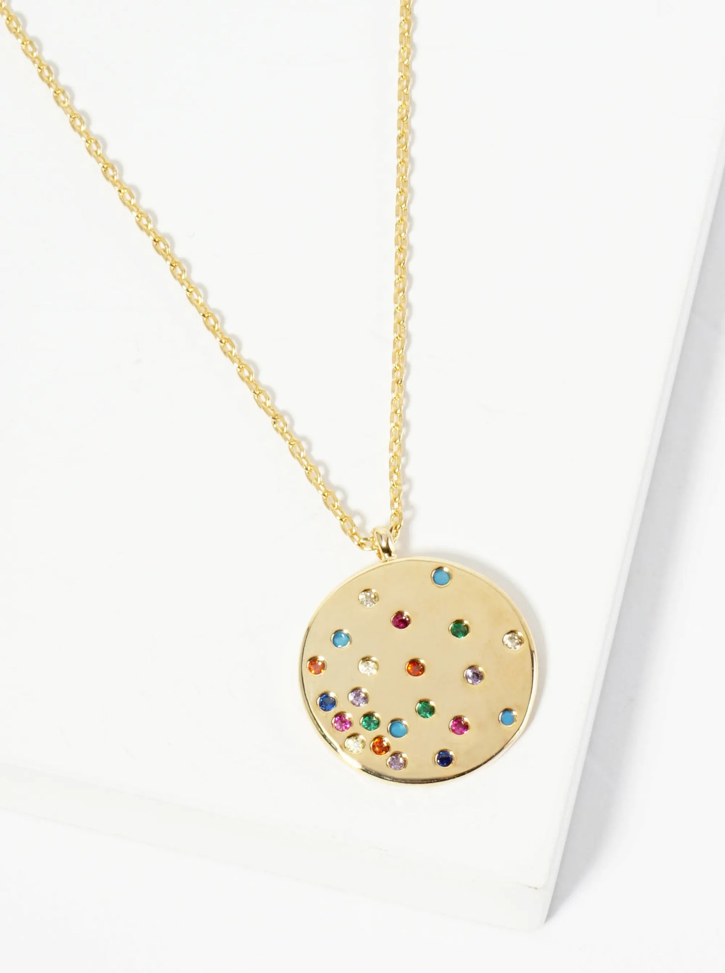 18K Gold Dipped Round CZ Pendant Set Like Stars In The Night Sky Necklace