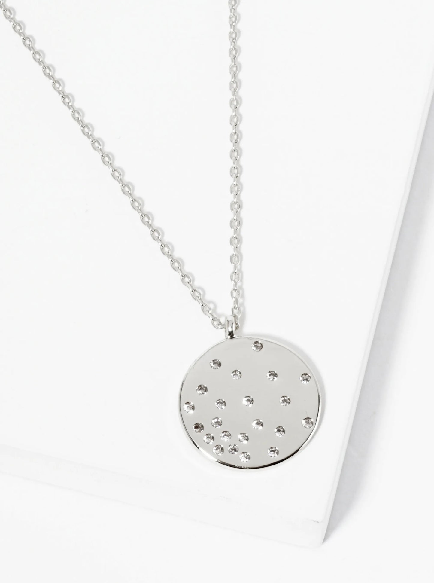 18K Gold Dipped Round CZ Pendant Set Like Stars In The Night Sky Necklace