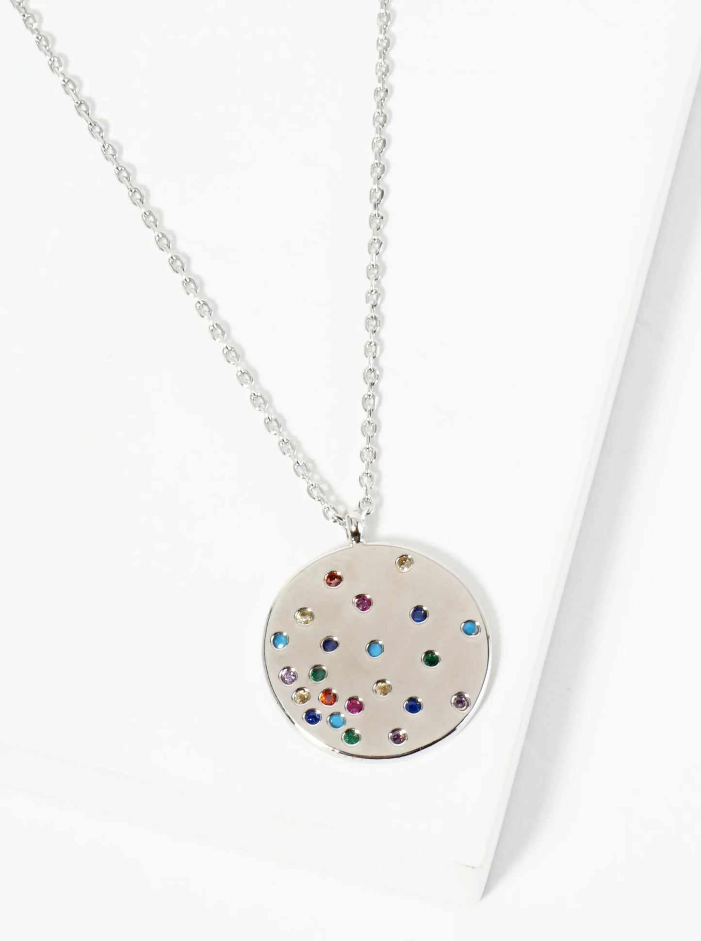 18K Gold Dipped Round CZ Pendant Set Like Stars In The Night Sky Necklace