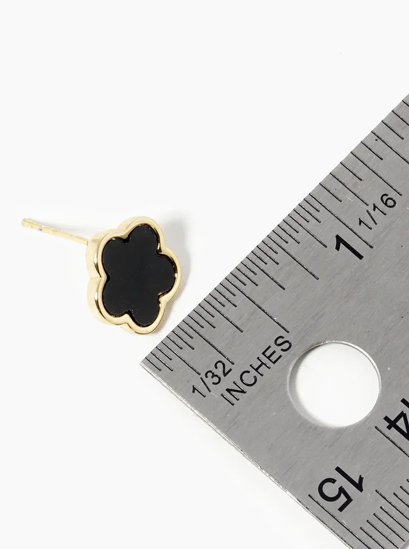 18K Gold Dipped Semi-Precious 12mm Flower Stud Earrings