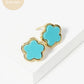18K Gold Dipped Semi-Precious 12mm Flower Stud Earrings