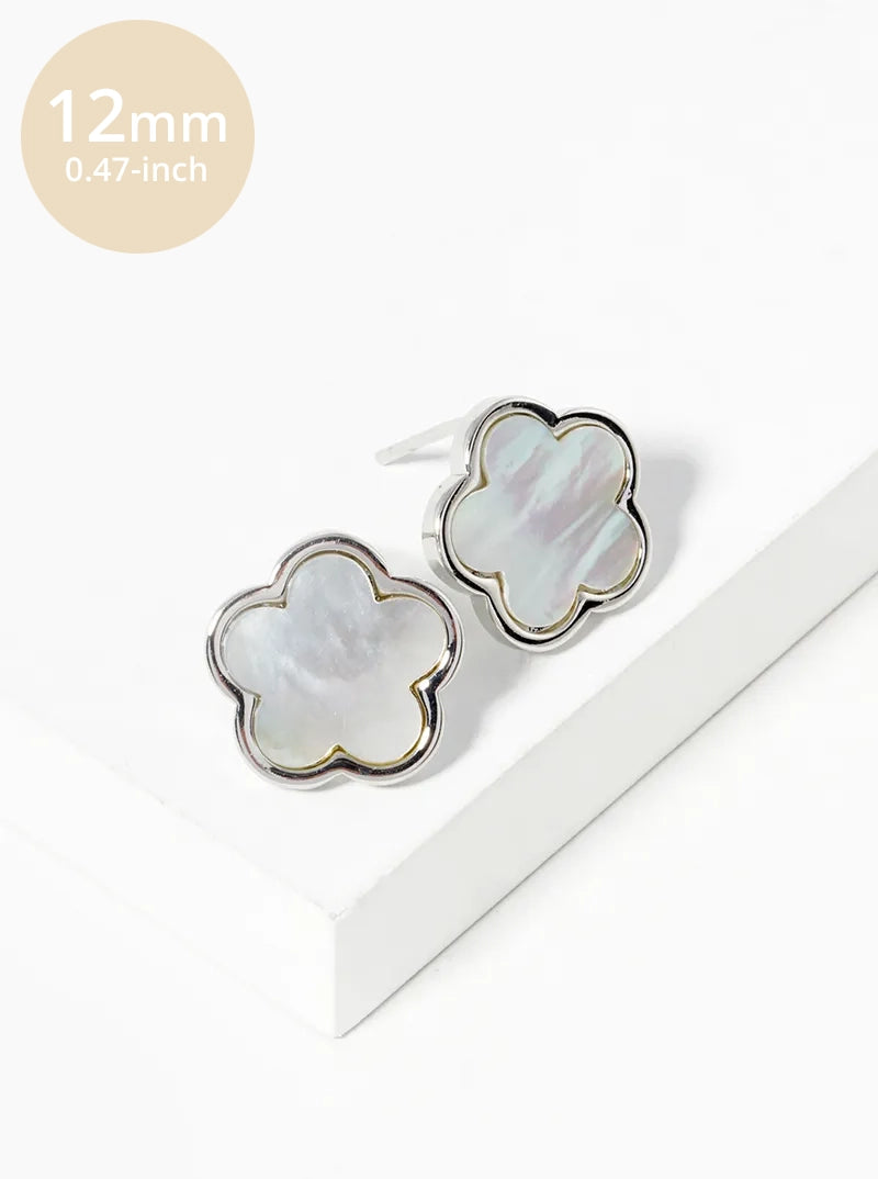 18K Gold Dipped Semi-Precious 12mm Flower Stud Earrings