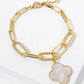 18K Gold Dipped Semi-Precious Quatrefoil Charm Chain Bracelet