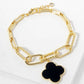 18K Gold Dipped Semi-Precious Quatrefoil Charm Chain Bracelet