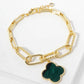 18K Gold Dipped Semi-Precious Quatrefoil Charm Chain Bracelet