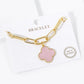18K Gold Dipped Semi-Precious Quatrefoil Charm Chain Bracelet