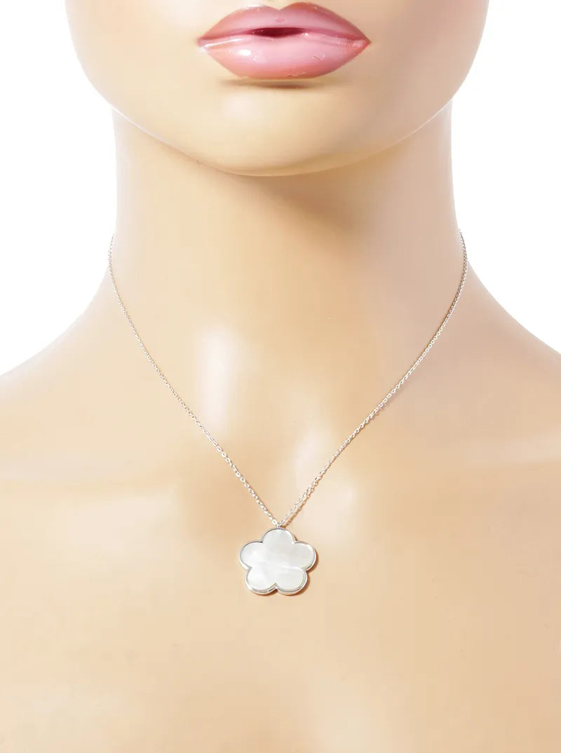 18K Gold Dipped Semi-Precious Stone 20mm Flower Pendant Necklace