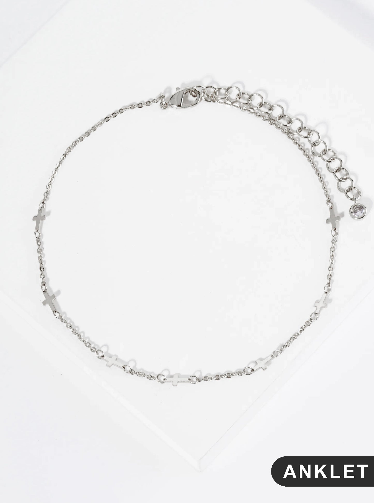 18K Gold Dipped Sideways Cross Brass Chain Anklet