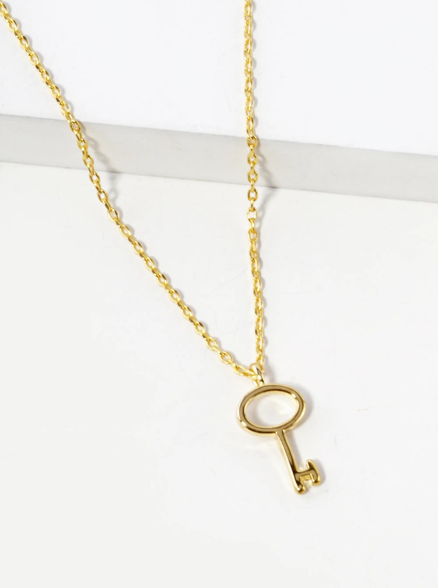 18K Gold Dipped Simple Key Pendant Necklace