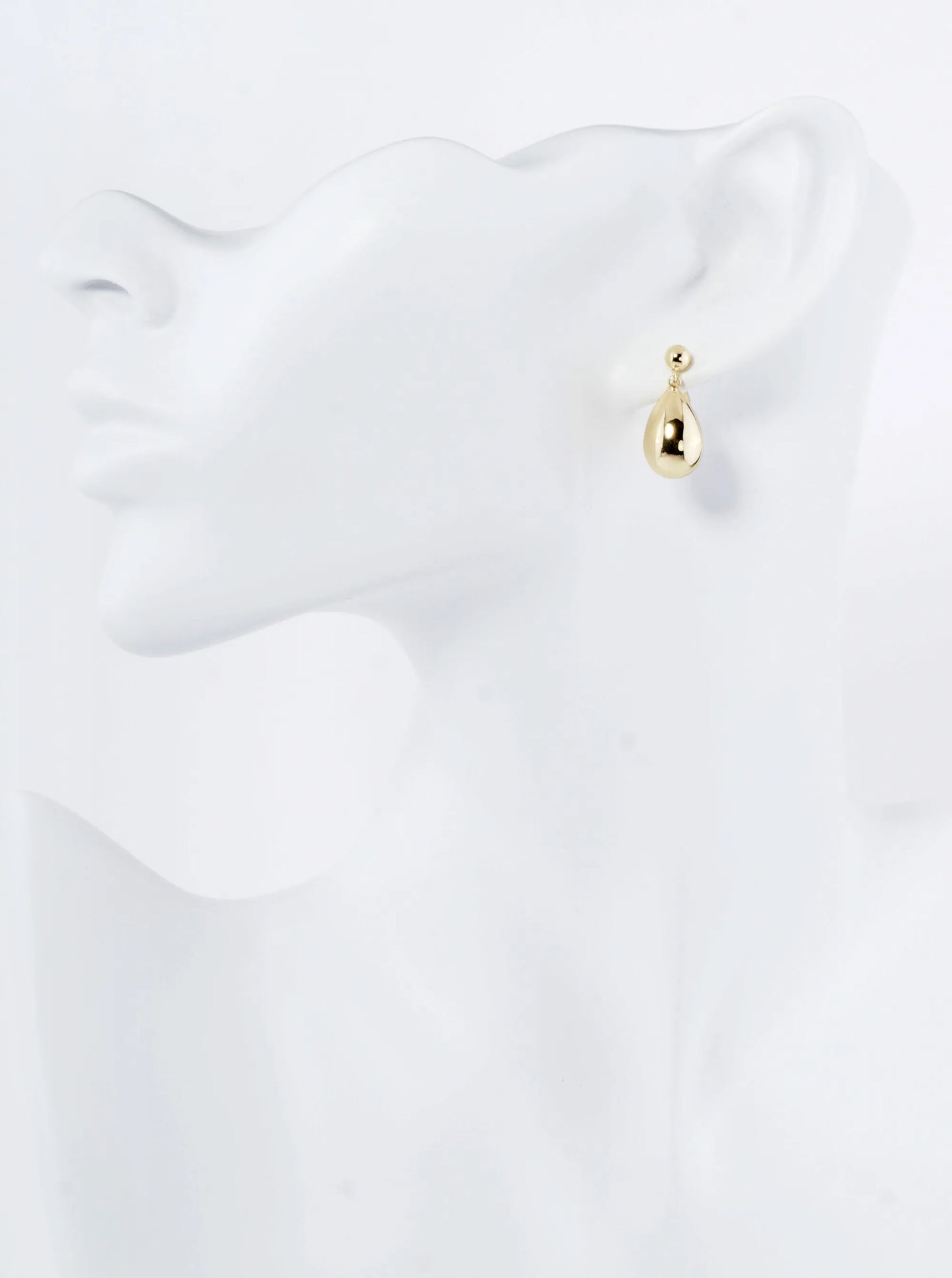 18K Gold Dipped Small Puffy Teardrop Drop Dangle Post Earrings